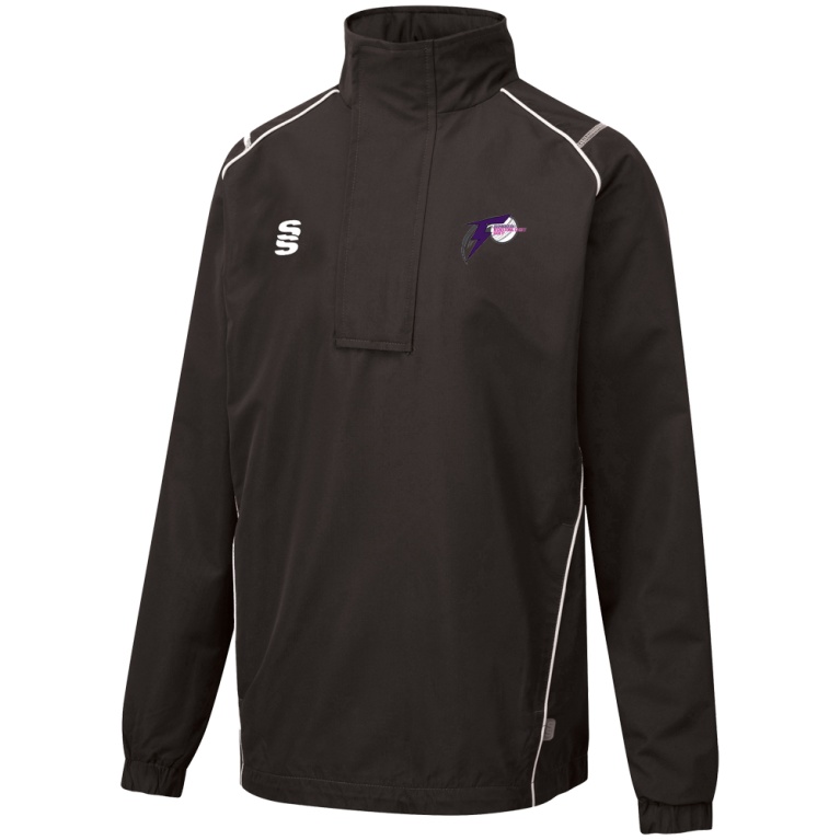 LOUGHBOROUGH RECREATIONAL CC Dual Curve 1/4 Zip Rain Jacket : Black