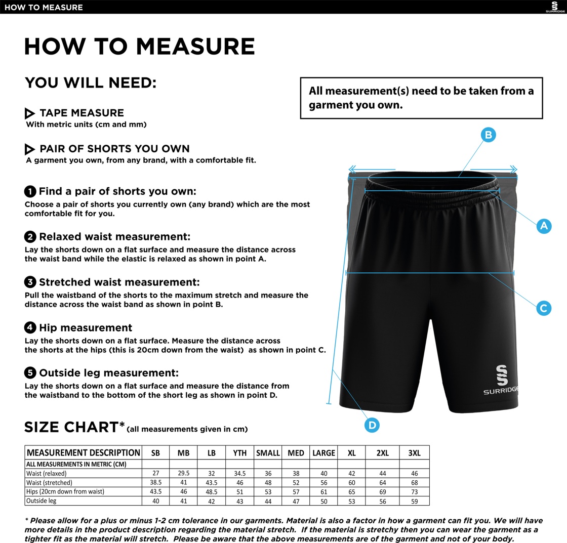 Loughborough Recreational CC - Blade Shorts - Size Guide